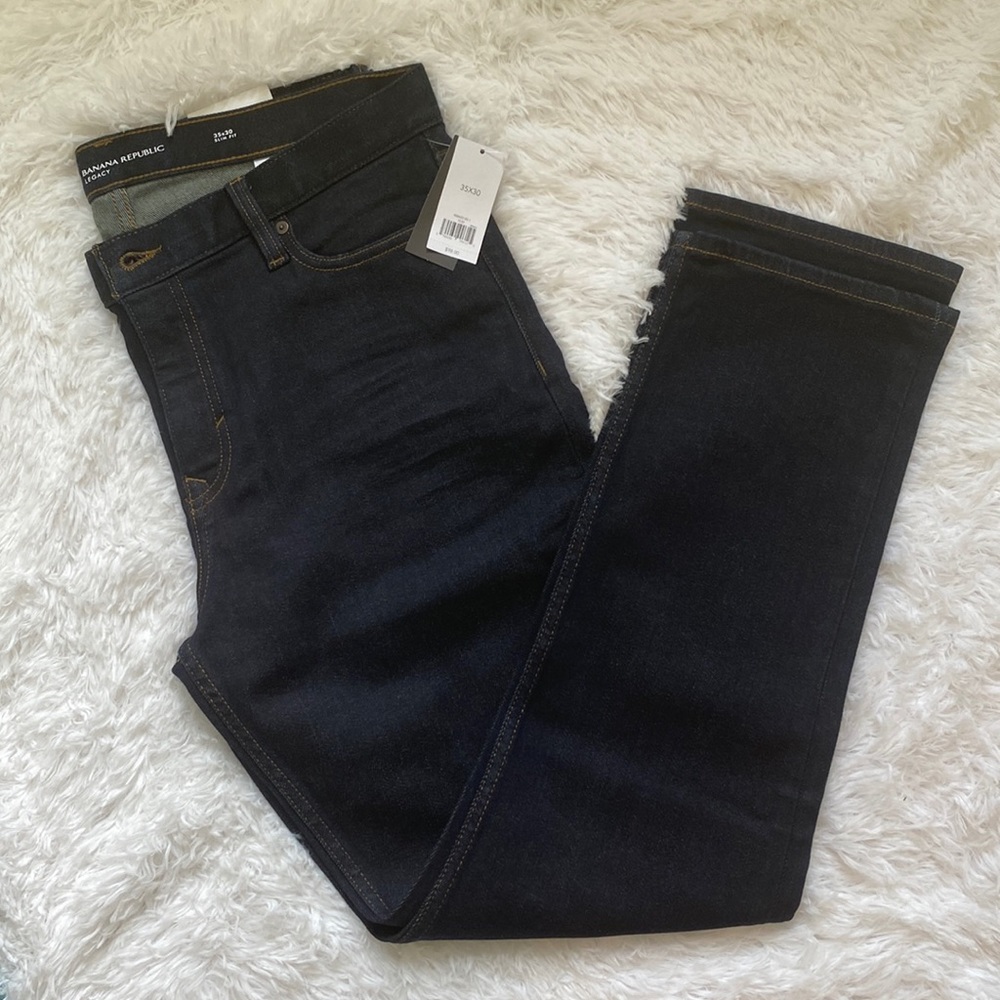 NWT Banana Republic Men’s Legacy dark wash stretch denim jeans in slim fit